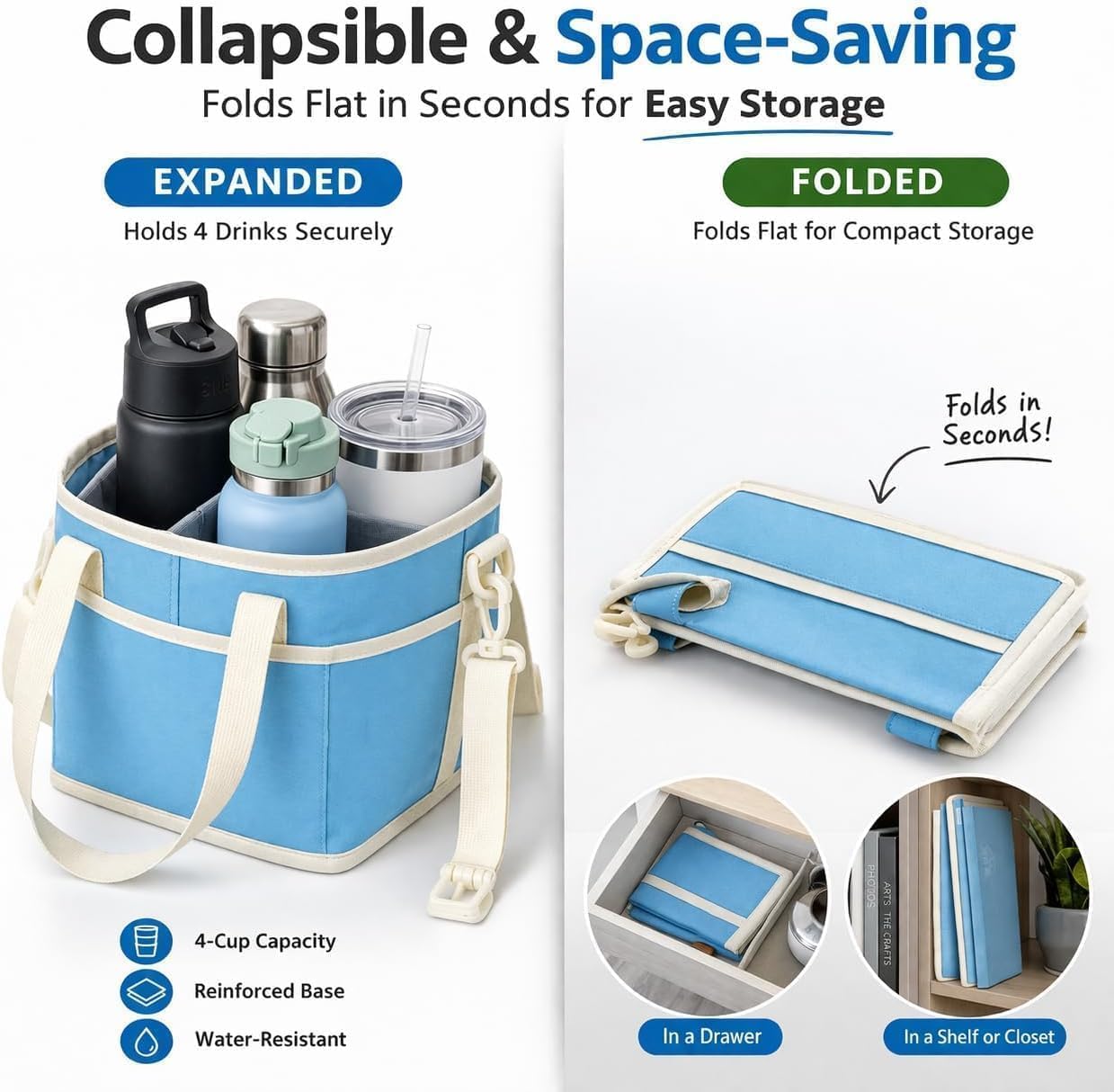 CarrySip™ 4-Cup Drink Carrier — Hands Free & Spill Proof